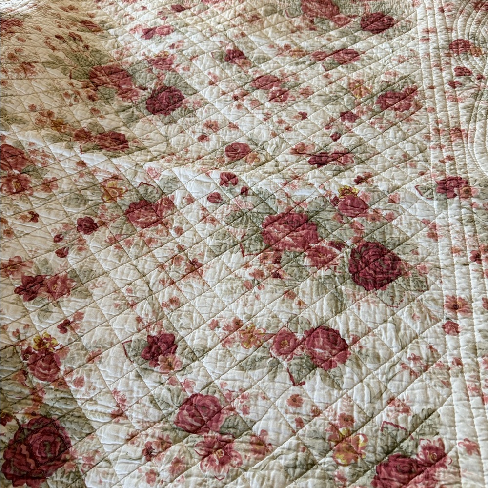 Floral Quilted Throw Blanket